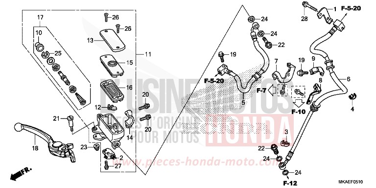 HAUPTBREMSZYLINDER, VORNE ZYLINDER von Integra 750 MAT ALPHA SILVER METALLIC (NHB73) von 2018